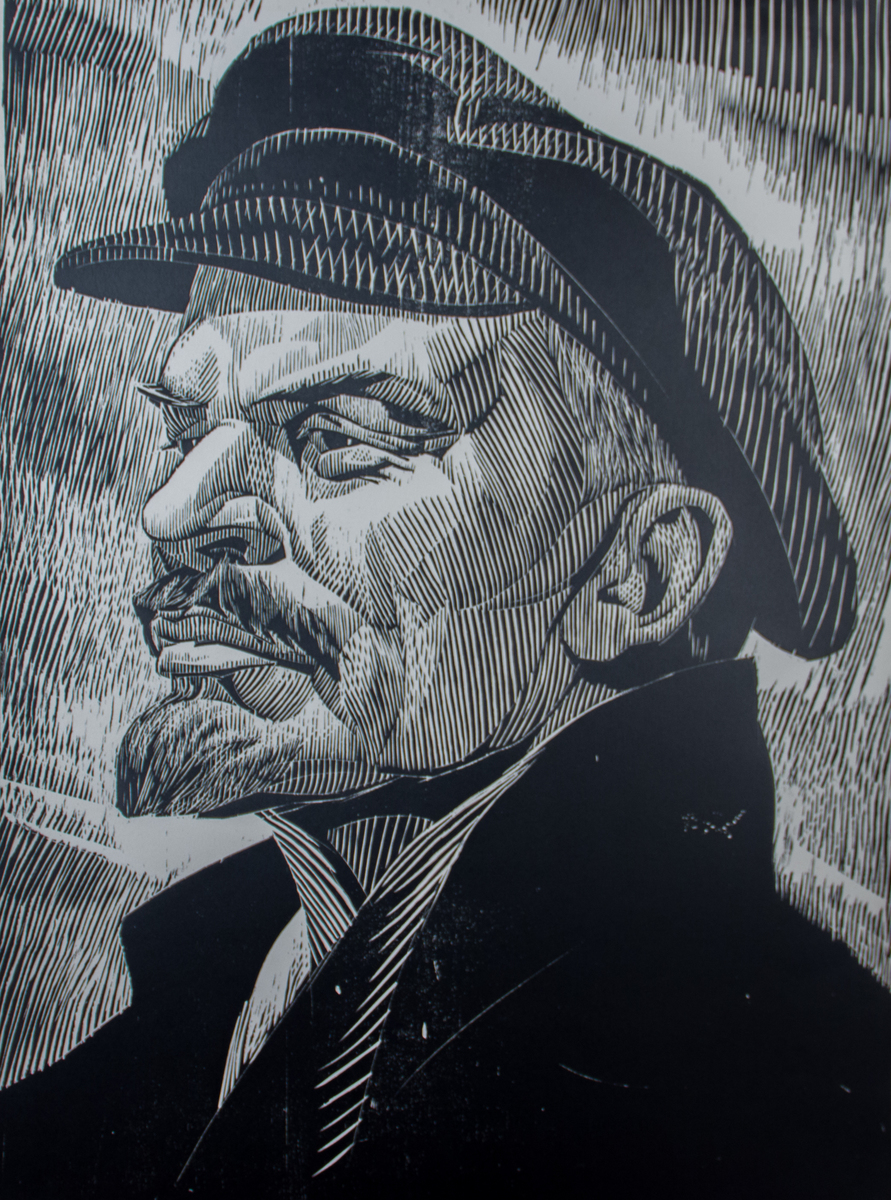 Портрет Ленина в линогравюре